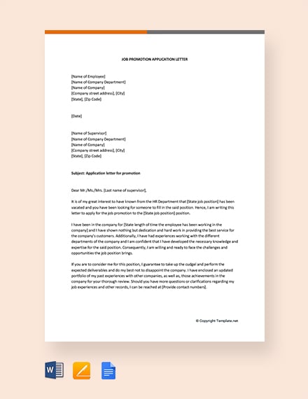 free template for job application letter