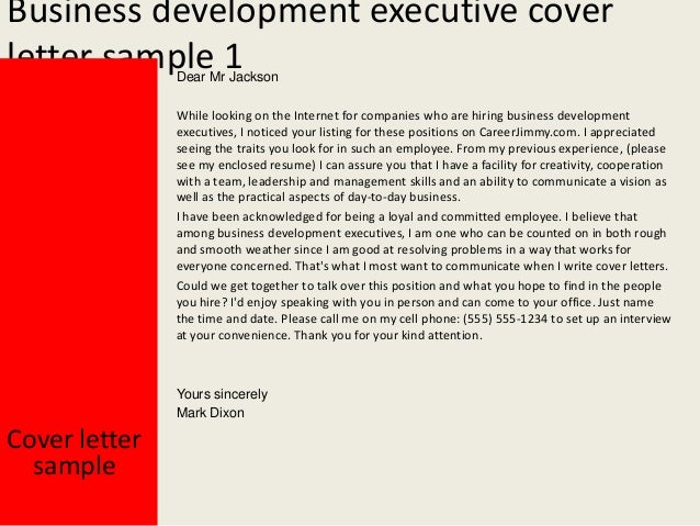 business development executive application letter