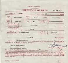 certified copy of an entry of birth application number